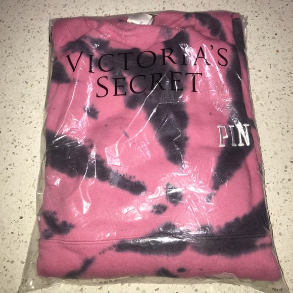 Vs Victorias Secret Pink Varsity Crew Sweater Jacket Top Dahlia Print S - Picture 8 of 8